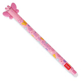 A pink mechanical pencil with a butterfly-shaped eraser and a red LEGAMI logo near the tip, decorated with pastel floral and heart patterns and the words 'YOU ARE BEAUTIFUL'.