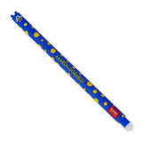 Blue erasable pen with yellow polka dots and 'AAARGH-DORABLE!' text on a white background