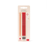 Pack of three Legami red erasable gel pen ink refills on branded packaging