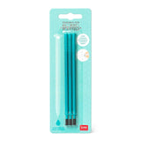 Pack of three Legami turquoise erasable gel pen ink refills on branded packaging