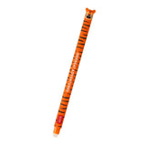 An orange and black tiger-striped stylus pen with 'GRREAT ADVENTURES' printed vertically on the barrel, featuring a cartoon tiger face at the top and a white tip, shown on a plain white background.