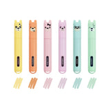 Six Legami Teddy's Style mini highlighters with teddy bear caps and colour swatches