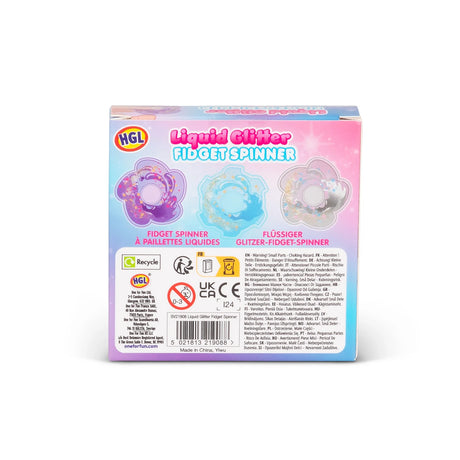 HGL Liquid Glitter Fidget Spinner box back with product details