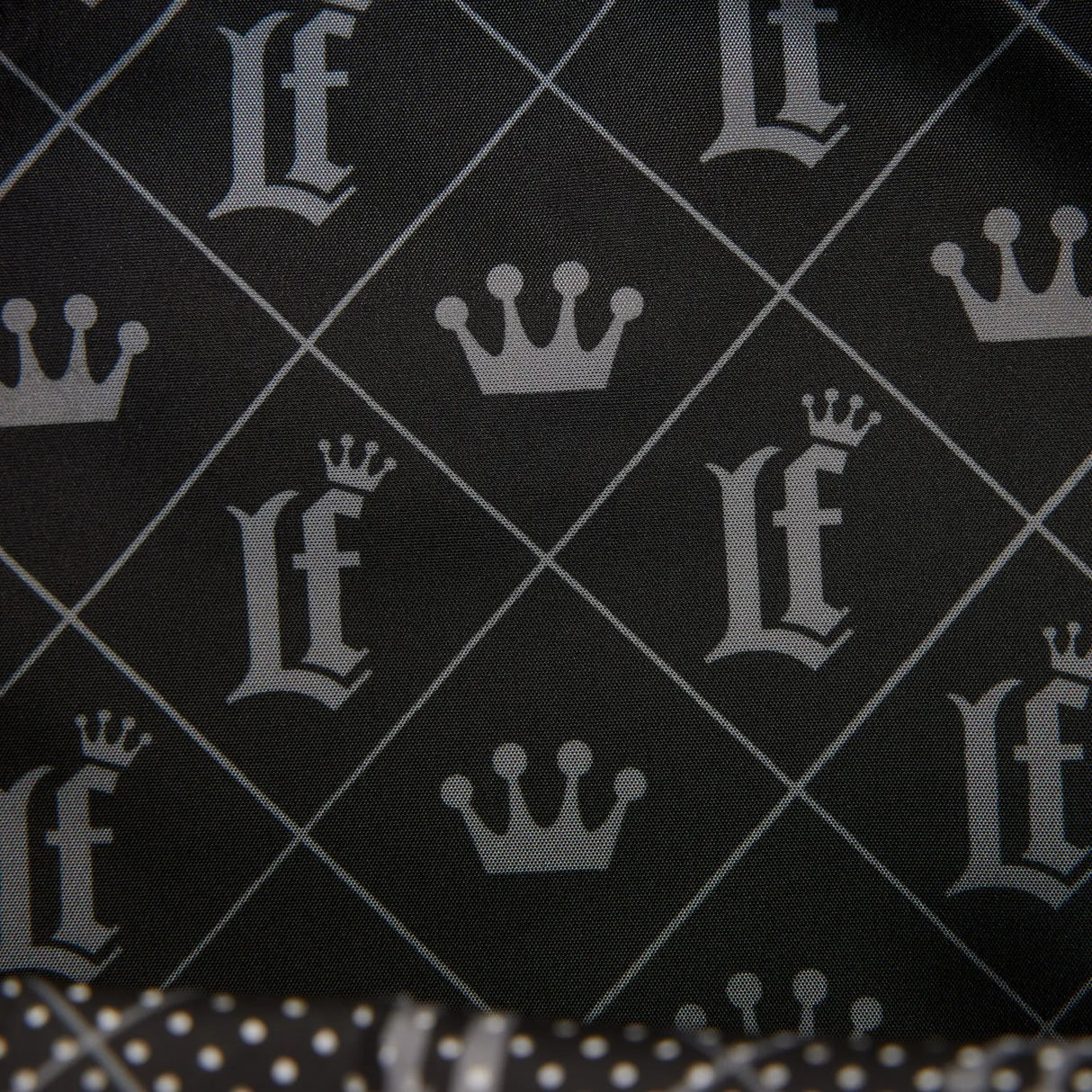 Loungefly Laura BackStory crossbody black LF branded interior lining detail
