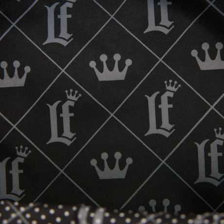 Loungefly Laura BackStory crossbody black LF branded interior lining detail
