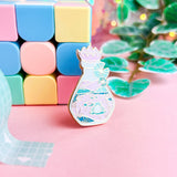 Lula Rocks Bottled Frog UV Glow enamel pin, purple lavender colorway, blocks props with shine 