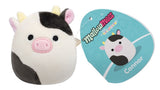 Connor the Cow MallowMees by Squishmallows weighted plush with character tag