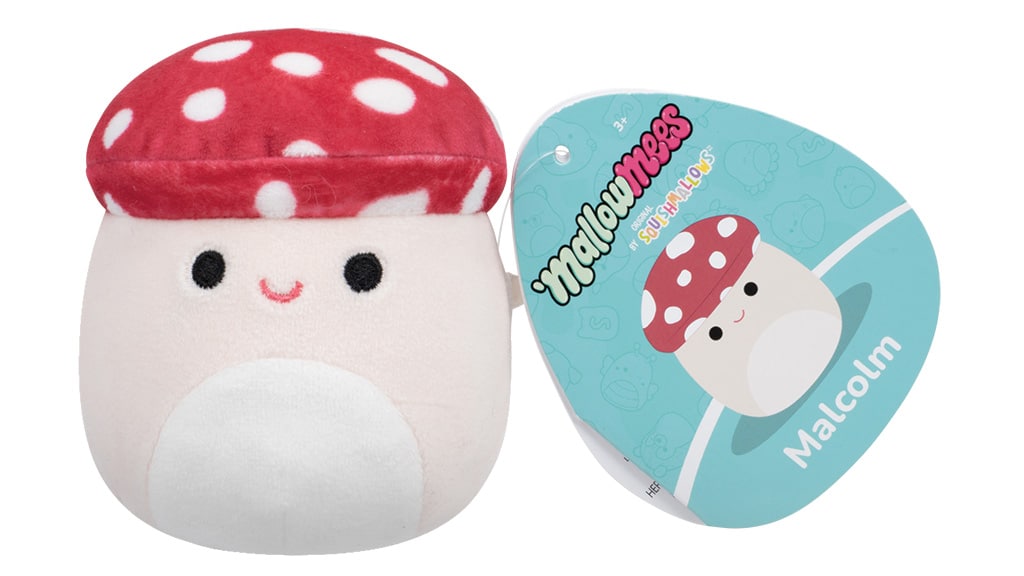 Malcolm the Mushroom MallowMees by Squishmallows weighted plush with character tag