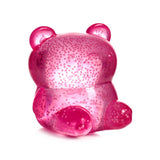Pink sparkly Marshmallow Bears squeeze toy showing glittery translucent gel bear body