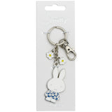 Official Miffy Daisy Chain Keyring on backing card, blue daisy dress, silver-tone