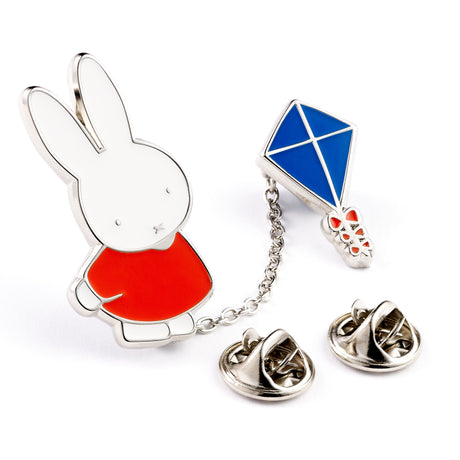 Official Miffy Flying Kite pin badge showing reverse butterfly clasps
