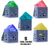 Minecraft Jelly SquishMe blind box packaging, five cube colours, collectible sensory toy
