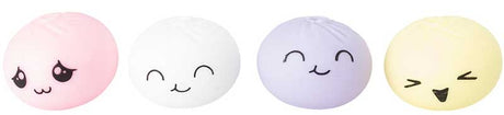  Four mini bao buddies squish toys out of box showing different facial expressions