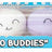 Mini Bao Buddies 4 pack squish toys in pink, white, purple and yellow in box packaging