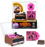 Mini Brands Really Works Vinyl record player, pink APT. mini vinyl and Now Playing stand