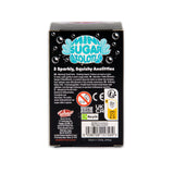 Back of Mini Sugar Axolotls retail box showing product name and multilingual safety warnings