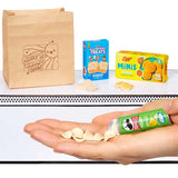 MGA Miniverse Real Brands miniature Rice Krispies, Eggo, and Pringles collectibles with brown bag accessory