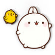 Official Molang and Piu Piu kawaii enamel pin badge set, white background front view