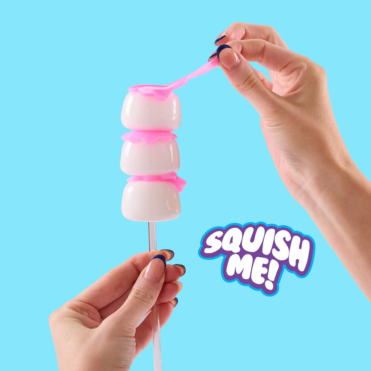 Mush Meez Sweet Friends marshmallow Taba Squishie squishy fidget toy being stretched