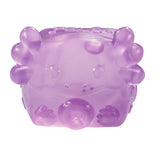 Purple translucent MushyKinz Jelleez axolotl squishy covered in raised bubble details