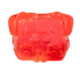 Red translucent MushyKinz Jelleez dog squishy with detailed paw and face design