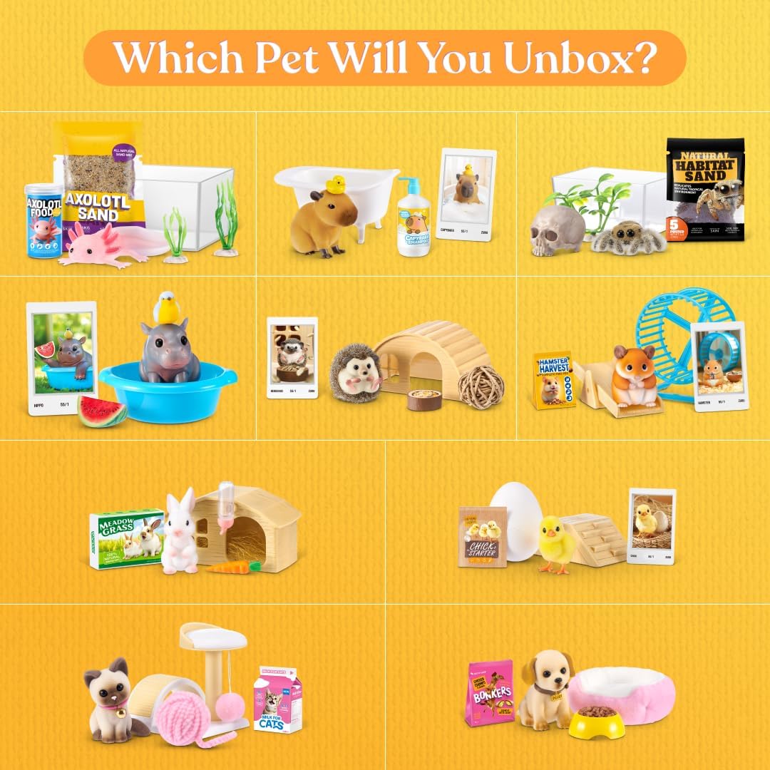 All ten Zuru My Mini Pets Series 1 miniature pets with homes and accessories