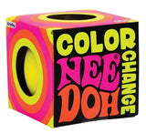 Yellow Nee Doh Colour Change squish ball in its retro-style neon gift box