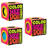 Three Nee Doh Colour Change gift boxes showing blue, pink and yellow colour variants