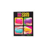 Back of the Nee Doh Teenie Cool Cats box showing each cat being squeezed in a hand