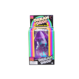 Purple Nee Doh Dream Drop glitter squishy displayed in its rainbow striped retail box