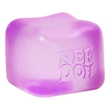 Purple Nee Doh Nice Cube on a white background showing the squished cube form
