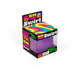 Purple and blue swirl Nee Doh Nice Cube Swirl in its retail box