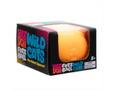 Nee Doh Fuzz Ball Wild Cats orange squishy sensory toy in box packaging