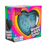 Blue Nee Doh Good Vibes Only Peace heart displayed in rainbow striped retail box