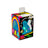 Angled view of NeeDoh Jelly Hops teal glitter bunny in retro rainbow gift box packaging