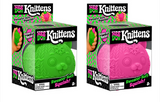 Nee Doh Knittens squishy cat sensory toy, green and pink in box packaging