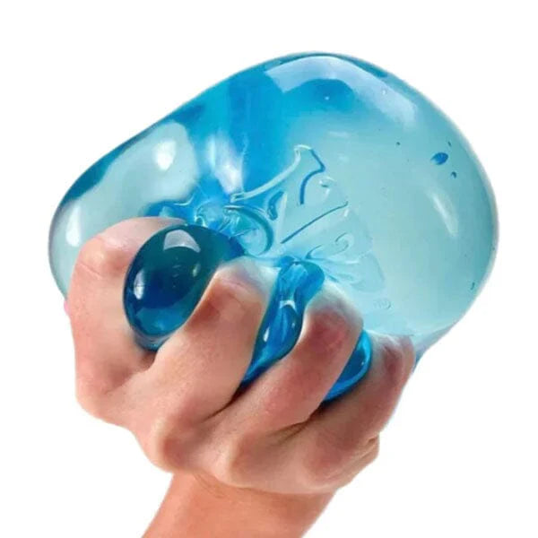 Blue NeeDoh Nice Berg oversized squishy sensory fidget toy squeezed in hand