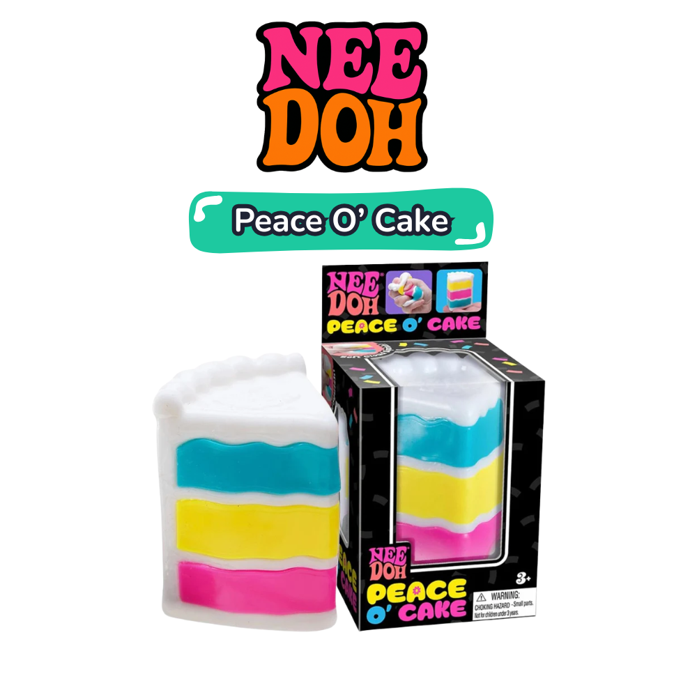 Nee Doh Peace O' Cake squishy cake slice sensory toy with packaging