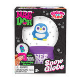 NeeDoh Snow Globe penguin design in branded box with purple squishy base