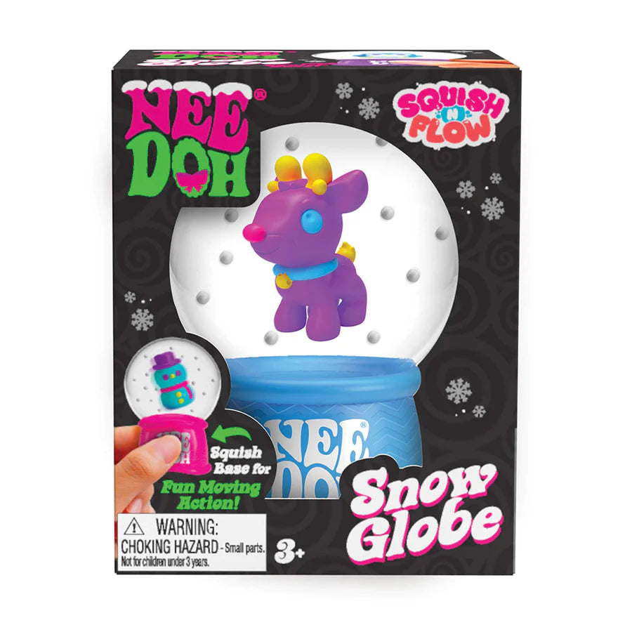 NeeDoh Snow Globe reindeer design in branded box with blue squishy base