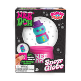 NeeDoh Snow Globe snowman design in branded box with pink squishy base
