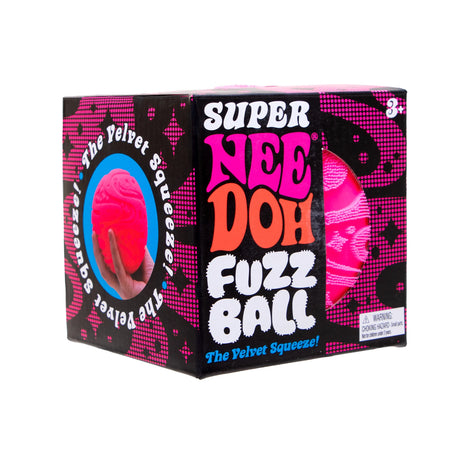 NeeDoh Super Fuzz Ball pink packaging, squishy fidget toy