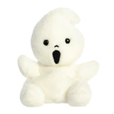 Palm Pals Boo Ghost plush, a small palm-sized stuffed ghost with a soft white body, two small wing-like arms raised out to the sides, and a wide open black embroidered mouth