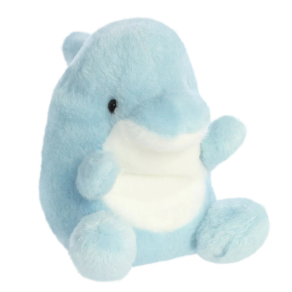 Palm Pals Clicks Dolphin mini plush with soft blue body and white belly