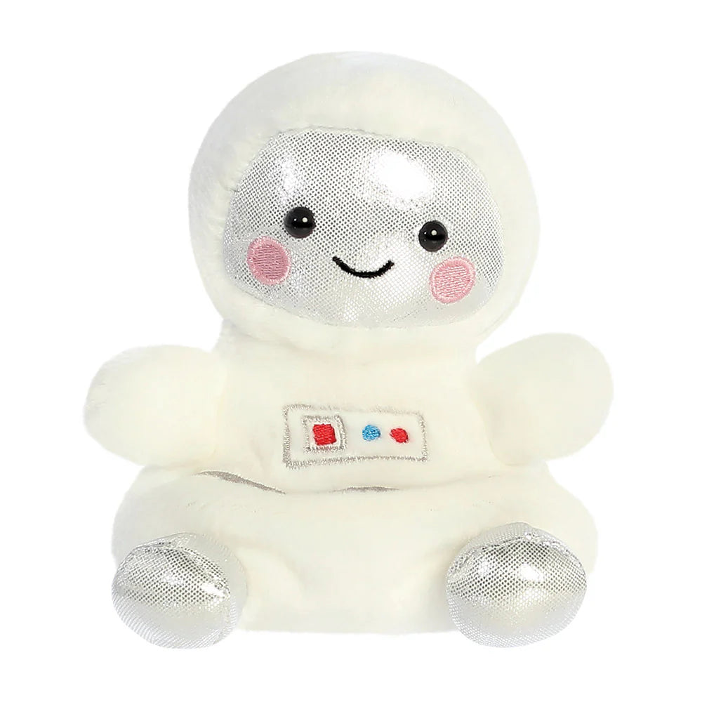 Palm Pals Cosmo Astronaut plush in white with silver sparkle helmet visor and colourful chest panel detail