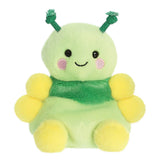 Palm Pals green and yellow ivy caterpillar plush with knotted cord antennae and rosy cheeks