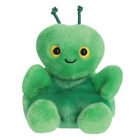 Palm Pals deep green kai praying mantis plush with gold embroidered eyes and knotted antennae