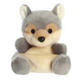 Palm Pals Lucian Wolf plush in grey and cream fur with tan facial markings and black nose