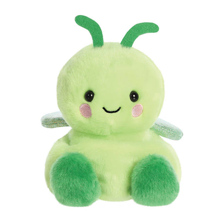 Palm Pals light green maestro grasshopper plush with small iridescent wings and dark green fluffy feet
