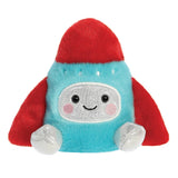 Palm Pals Mars Rocket Ship plush in aqua blue with red nose cone and silver sparkle window and feet